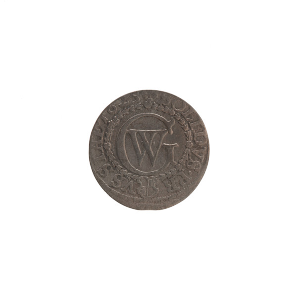 szelag by Ernest Pfahler, Wislica hoard (numism), obverse: Prussian eagle with crowned letter S on