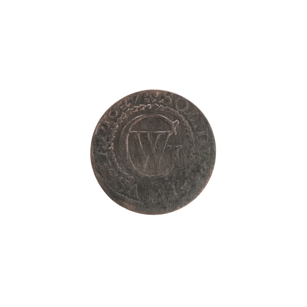 szelag by Ernest Pfahler, from the Wislica hoard (numism). Obverse: Prussian eagle, on its chest