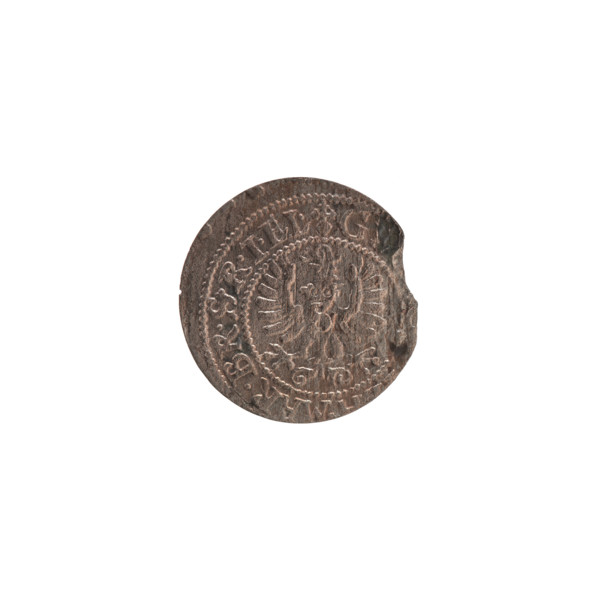 szelag by Ernest Pfahler, Wislica hoard (numism). Obverse: Prussian eagle, on its chest the crowned