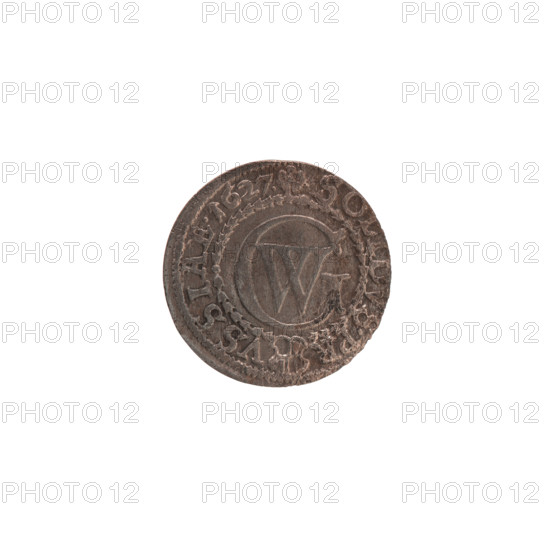 Szelag (coin), Ernest Pfahler, Wislica hoard; obverse: Prussian eagle with crowned letter S on its