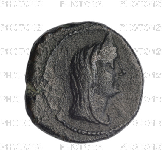 Bronze coin, Phanagoria (as Agrippias); prora (iconographic). Obverse: head of a woman in a diadem