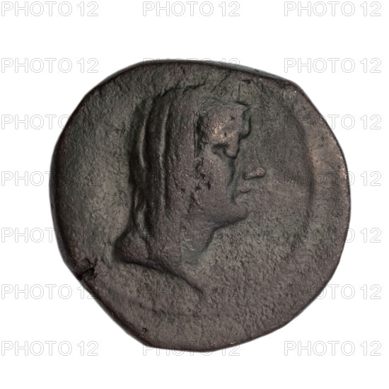 Bronze coin, end 1st century BC, Cimmerian Bosporus, Phanagoria (as Agrippias). Obverse: head of a