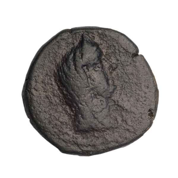 Bronze coin, end 1st century BC, Cimmerian Bosporus, Phanagoria. Obverse: head of a woman in a