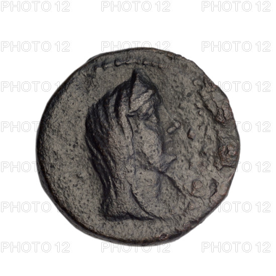 Bronze coin, Phanagoria (as Agrippias), end 1st century BC, Cimmerian Bosporus. Obverse: head of a