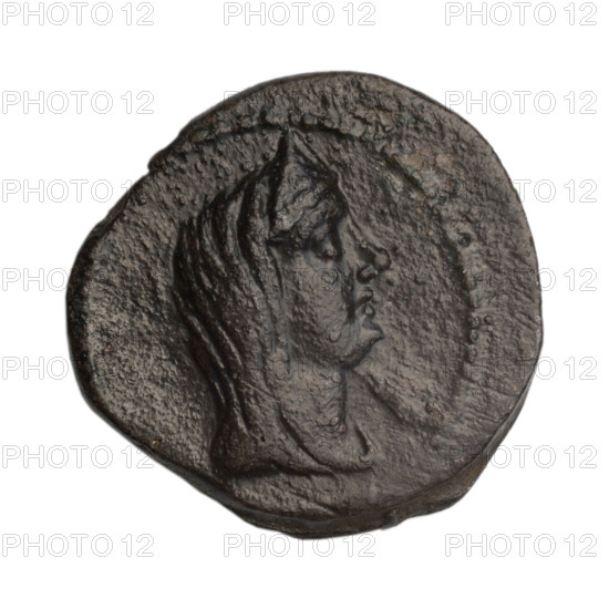 bronze coin, Phanagoria (as Agrippias), prora (iconographic), head of a woman in a diadem and veil