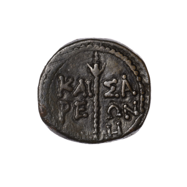 Bronze coin, Pantikapaion (as Kaisarea); obverse: woman's head in kalathos and veil (Aphrodite
