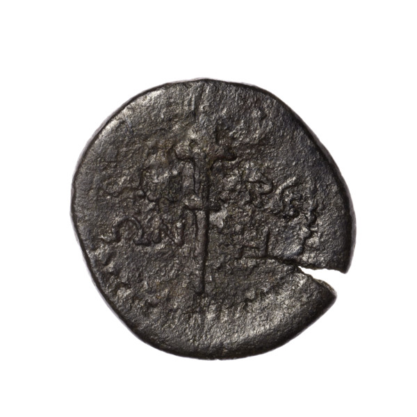 bronze coin, Pantikapaion (as Kaisarea); busts of a woman in a mural crown and a veil (Aphrodite