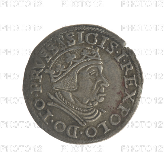 Gdansk trojak, Sigismund I the Old (king of Poland; 1467–1548). Obv.: Crowned male bust in profile