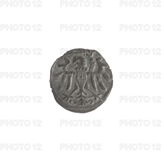 Gdansk denarius, Sigismund II Augustus (King of Poland; 1544–1572). Obverse: eagle of Royal Prussia