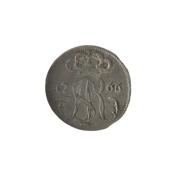 Gdansk triplet; maker: Stüber, Frederick Louis (fl. 1763/1766–1767). Obverse: under a crown, a tied
