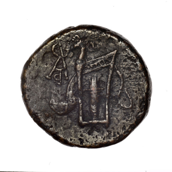 bronze coin, Pantikapaion; obverse: head of young Dionysus in an ivy wreath facing right; reverse: