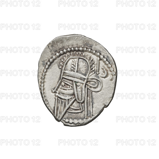 drachma, Vologases V (191–208). Obv.: head of Vologases V in tiara, king facing left. Rev.: Arsakes