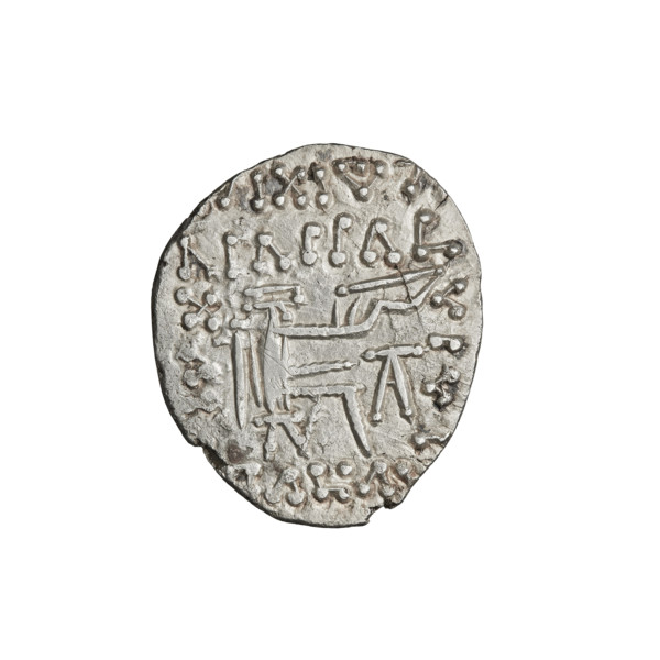 drachma, Vologases V (191-208); Obv.: head of Vologases V in tiara, king facing left; Rev.: Arsakes