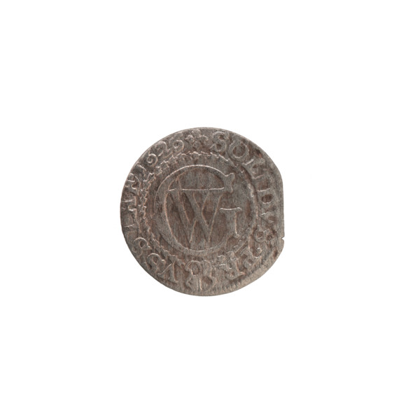 szelag; Obv. Prussian eagle, on its chest the crowned letter S. On the rim, between the borders, an