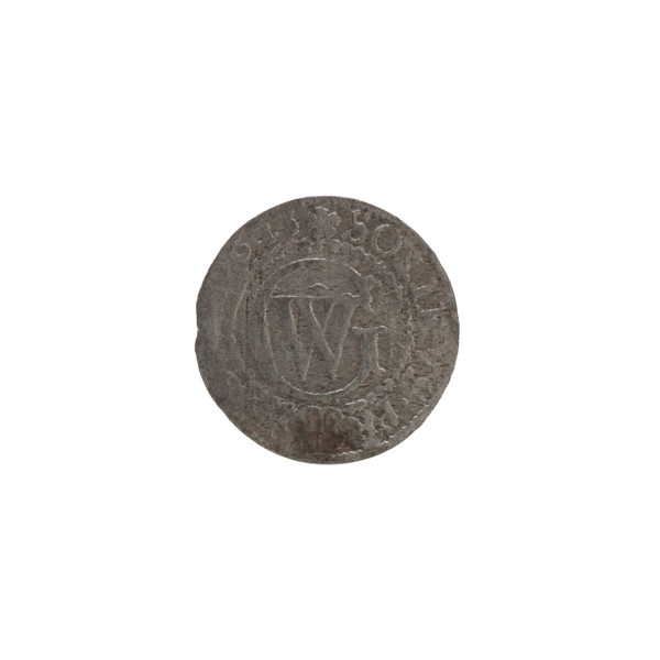 szelag; Obv. Prussian eagle, on its chest the crowned letter S; rosettes; Hohenzollern (coat of