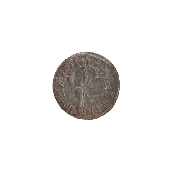 Szelag (coin), dated 1654. Obverse: Prussian eagle bearing on its chest a monogram composed of the