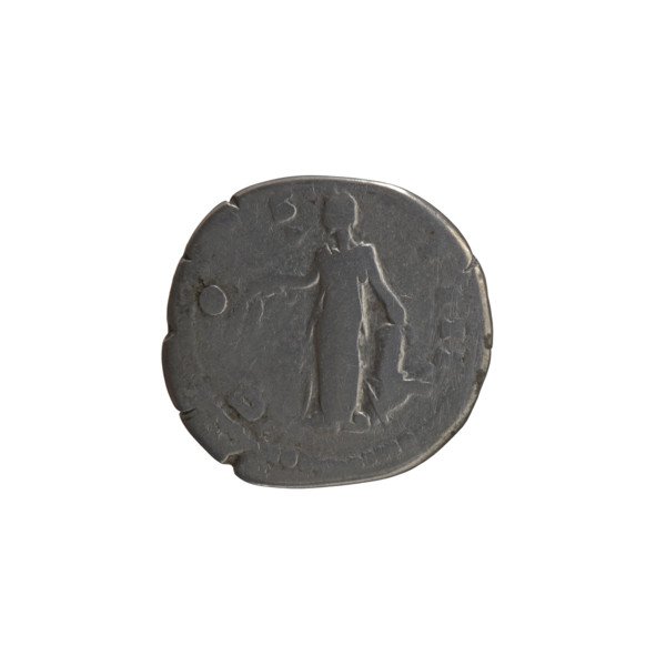 Denarius of Antoninus Pius (reigned 138–161). Obverse: Head of the emperor in a laurel wreath