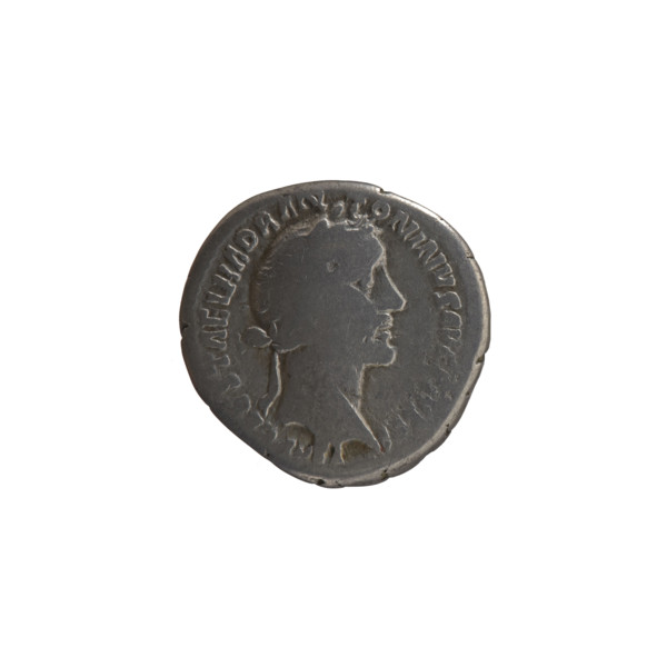 Denarius of Antoninus Pius (86–161; Roman emperor 138–161). Obverse: Head of Antoninus Pius in a