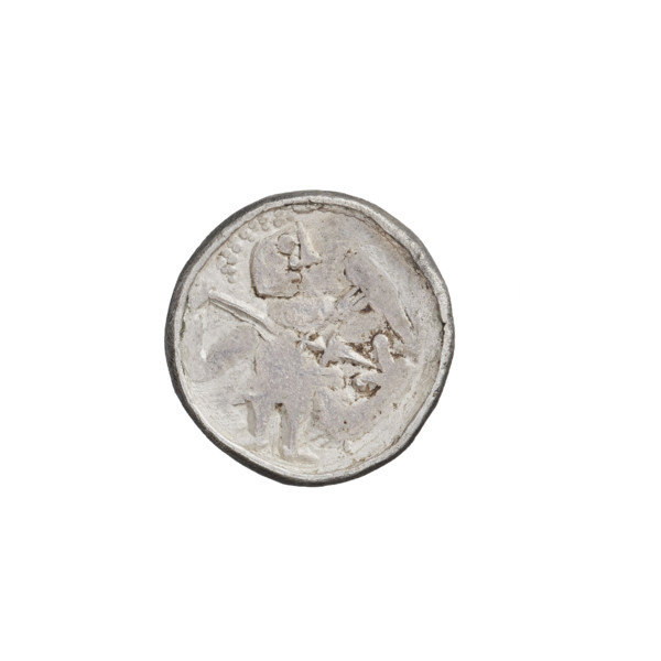 Denarius of Boleslaw II the Bold (King of Poland; reign 1058–1079). Obverse: seated figure with a