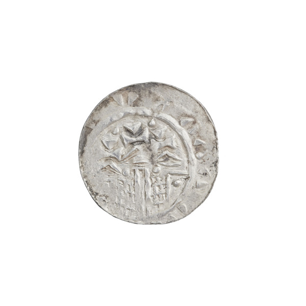 Denarius of Wladyslaw I Herman (prince of Poland; 1079–1102). Obverse: head of the prince facing