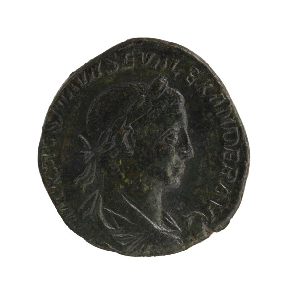 Sestertius, standing emperor, Alexander Severus (Roman emperor; 222–235) — iconography: globes. Obv