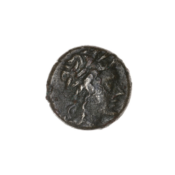 Drachma, Pantikapaion; obverse: head of Apollo to the right; reverse: bow in a gorytos to the left,
