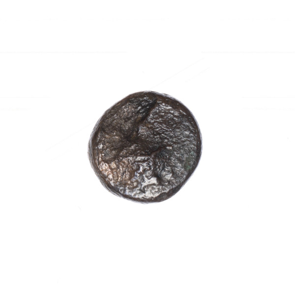 bronze coin, Pantikapaion; prora (iconographic); head of Athena (iconographic); Black Sea; Athena