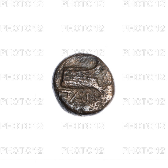 bronze coin, Pantikapaion, prora (iconographic), head of Athena (iconographic), Black Sea, Athena