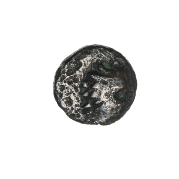 bronze coin, Pantikapaion, Dioscuri caps (iconographic), Satyr's head (iconographic), Black Sea,