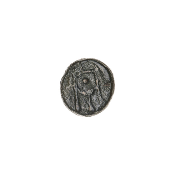 bronze coin, Pantikapaion; obverse: wing vertically; reverse: tripod, inscription on the left; end