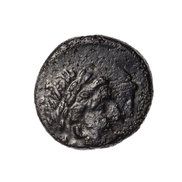 Bronze coin, Pantikapaion; obverse: head of Apollo in a laurel wreath facing right; reverse: tripod
