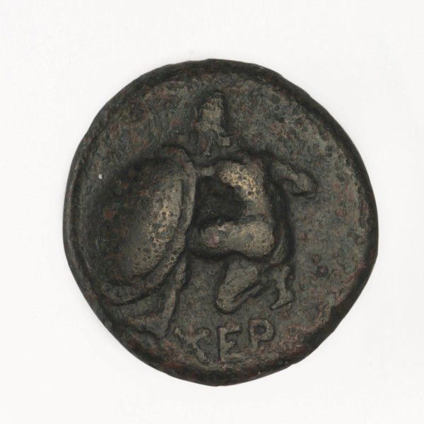 bronze coin, Chersonesos; Artemis on a quadriga to the right, torch in raised right hand, HP at the