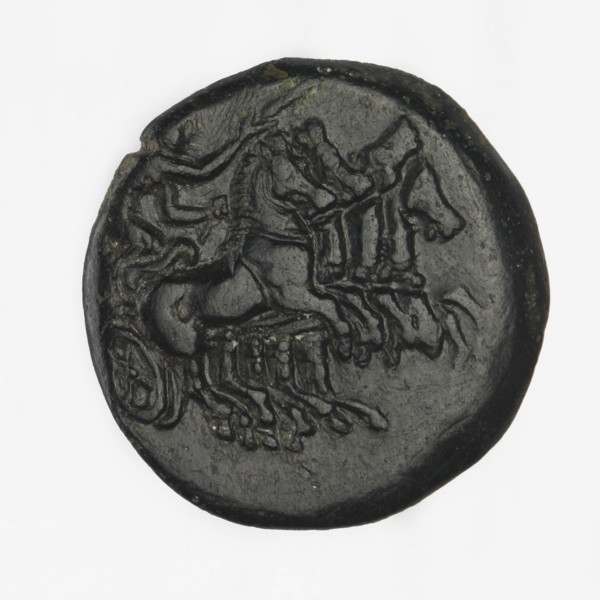 Bronze coin, Chersonesos; obverse: Artemis on a quadriga to the right, a torch in the raised right