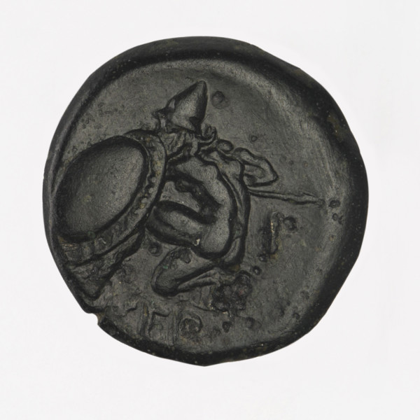 bronze coin, Chersonesos, Artemis on a quadriga (iconographic), kneeling warrior (iconographic),
