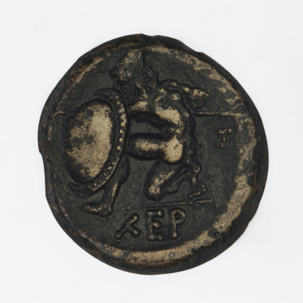 bronze coin, Chersonesos, warriors, kneeling warrior (iconographic), Artemis on a quadriga