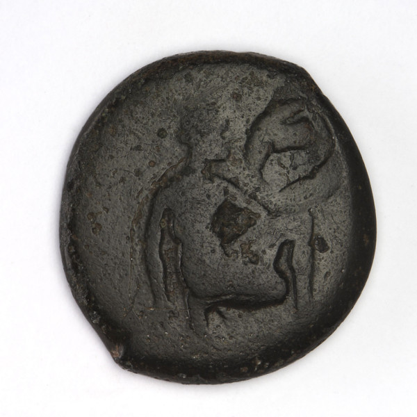 bronze coin, Chersonesos, griffins, kneeling Artemis, Artemis (mythology), dolphins, countermarks