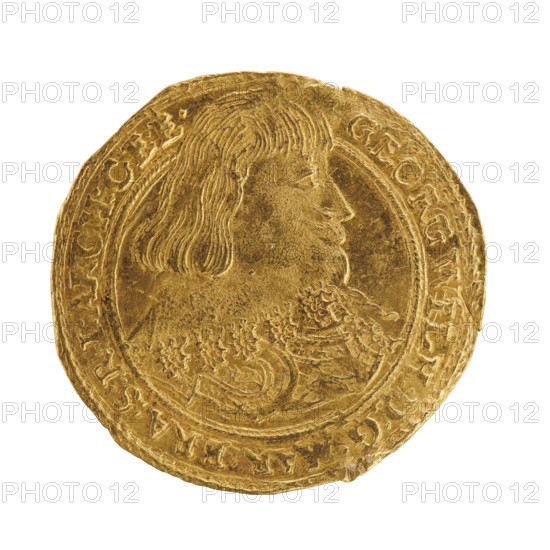 Ducat, Koch, David. Obverse: male bust facing right with a beard and long hair, in decorative