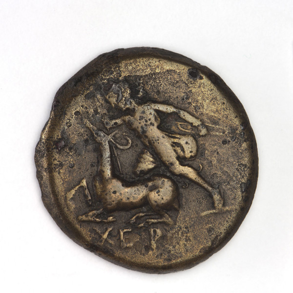 Bronze coin, Chersonesos (Chersonesos Taurica), 300–290 BC. Obverse: Artemis (Deva) to the left