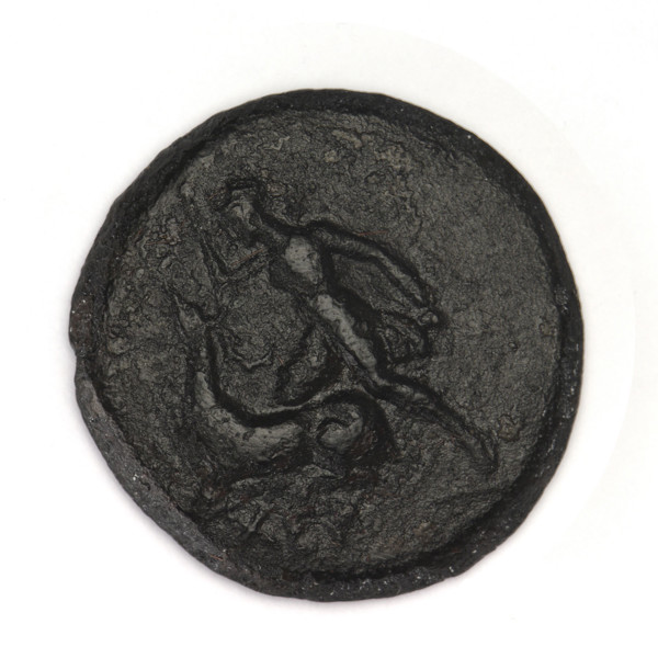 Bronze coin, Chersonesos (Chersonesos Taurica), 300–290 BC. Obverse: Artemis to the left thrusting