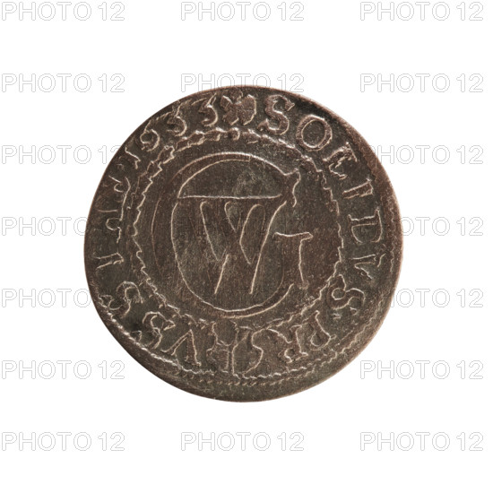 szelag; obverse: Prussian eagle with crowned letter S on its chest; rim inscription beginning with