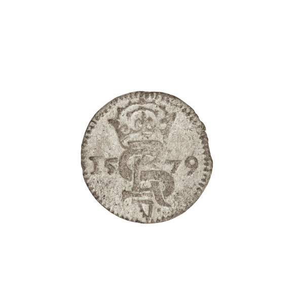2 denarii, Gotard Kettler (Duke of Courland and Semigallia; 1561–1587), monogram under a crown,