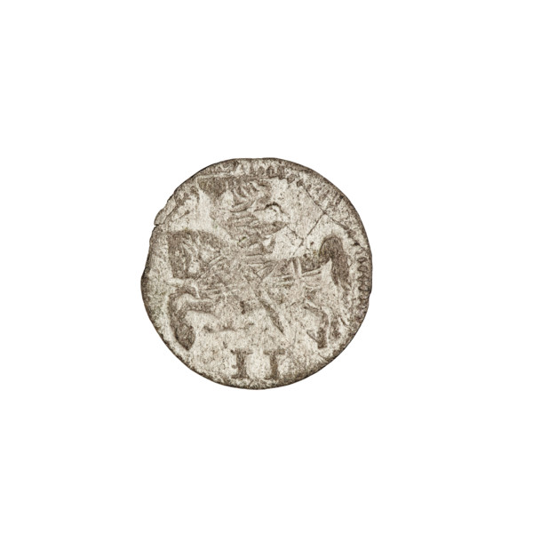 2 denarii, Gotard Kettler (Duke of Courland and Semigallia; 1561–1587). Obverse: in the rim a