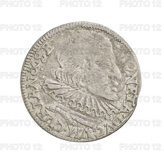 Trojak (with a bust of Wilhelm Kettler). Obverse: in the border a male bust with long hair and a