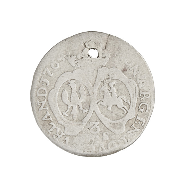Trojak by Justyn Karol Schröder (master of the Mitawa mint 1763–1764), 1764. Duchy of Courland and
