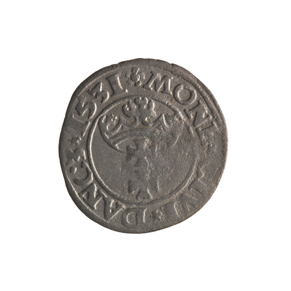 Gdansk szelag, Sigismund I the Old (King of Poland; 1506–1548). Polish coin, 1531. Obverse: Eagle