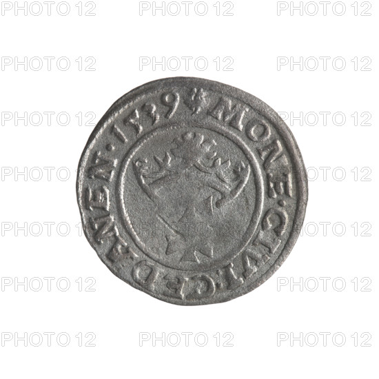 Gdansk szelag, Sigismund I the Old (King of Poland; 1506–1548). Obverse: Eagle of Royal Prussia, in