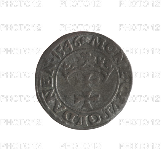 Gdansk szelag, Sigismund I the Old (King of Poland; 1506–1548). Obverse: Eagle of Royal Prussia, in