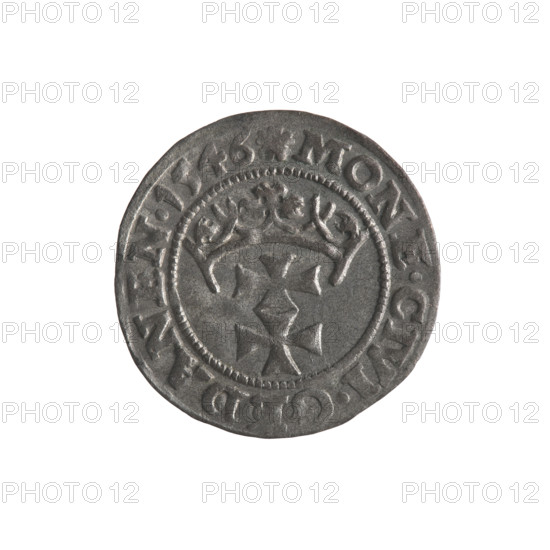Gdansk szelag, Sigismund I the Old (King of Poland; 1506–1548). Obverse: Eagle of Royal Prussia, in