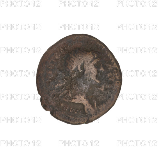 Semis, Trajan (53–117; Roman Emperor 98–117). Bronze coin (weight 4.15 g), 114–117. Obverse: head