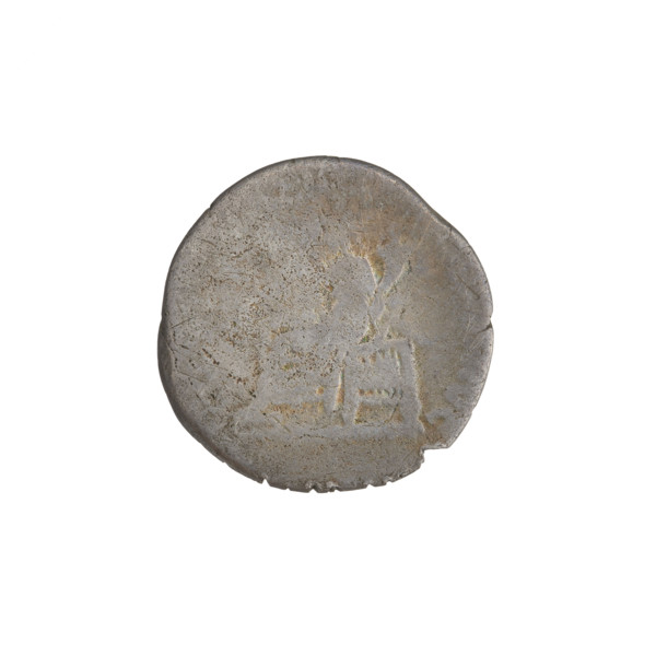 Denarius of Trajan (53–117; Roman emperor 98–117). Obverse: head of Trajan wearing a laurel wreath,